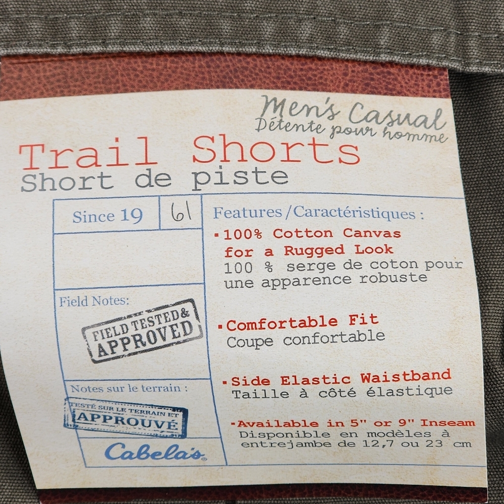NWT Cabela's Outdoors  Company Men's Trail Blazer Shorts Size 44 9" Inseam Green - Picture 5 of 15